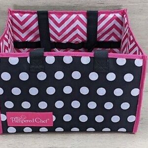 Pampered Chef Folding "Go & Show" Consultant Tote Bag ~ Pink, Black & White